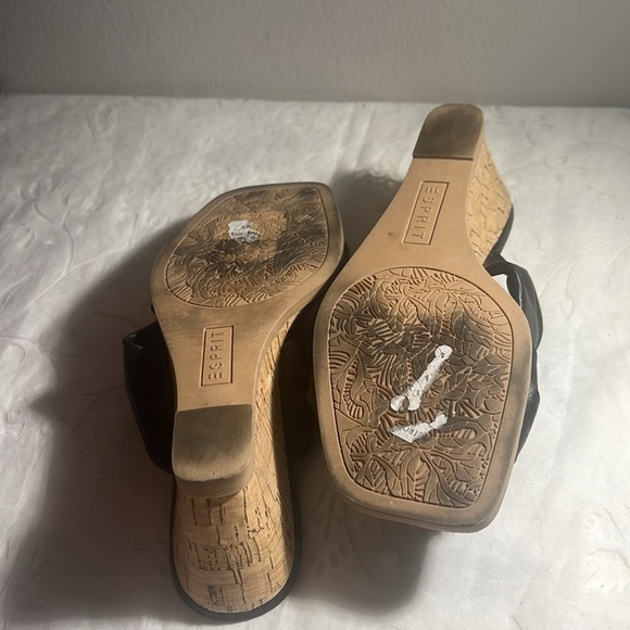 Esprit - Knotted Cork Wedge Mule Sandal, Size 7 Black. - Picture 6 of 6